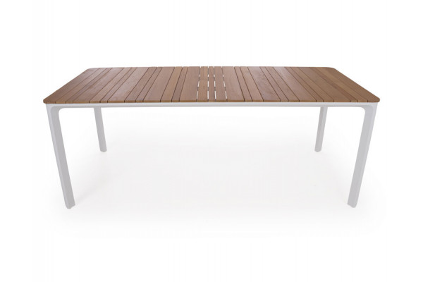 Ronja Havebord - 90x200 cm - Hvid/teak