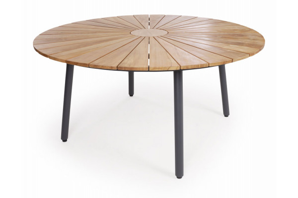 DaneLine Eva Teak Havebord - Ø150 cm - Grå