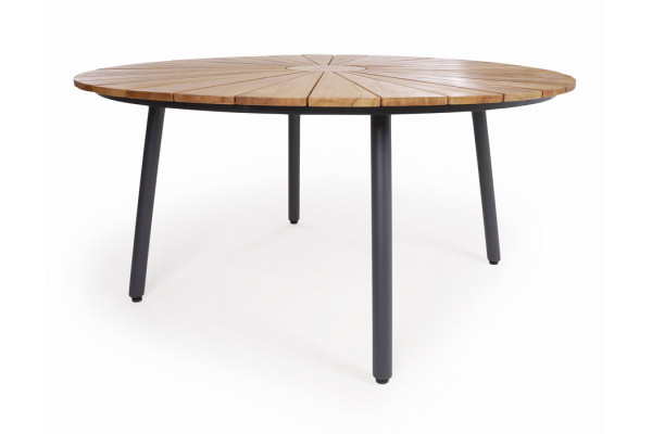 DaneLine Eva Teak Havebord - Ø150 cm - Grå