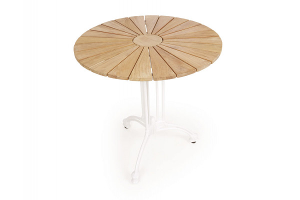 DaneLine Eva Teak Cafébord - Ø70 cm - Hvid