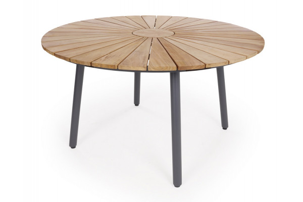 DaneLine Eva Teak Havebord - Ø130 cm - Grå