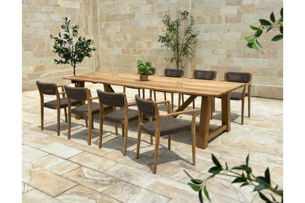 Hercules Tonka Teak havemøbelsæt m/8 stole -...