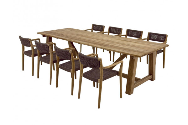 Hercules Tonka Teak havemøbelsæt m/8 stole -...