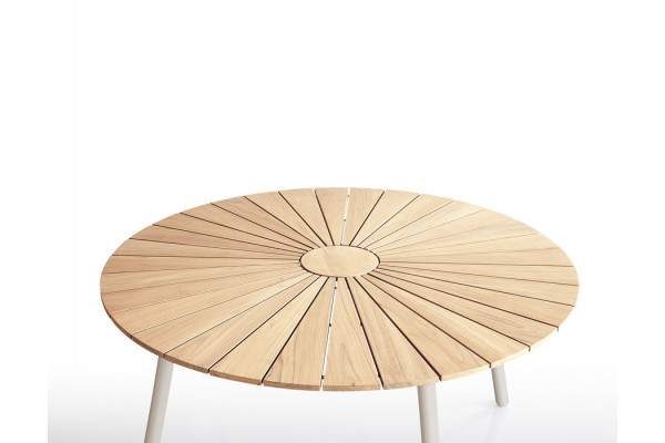 DaneLine Eva Teak Havebord - Ø110 cm - Latte