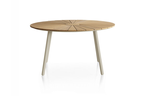 DaneLine Eva Teak Havebord - Ø130 cm - Latte