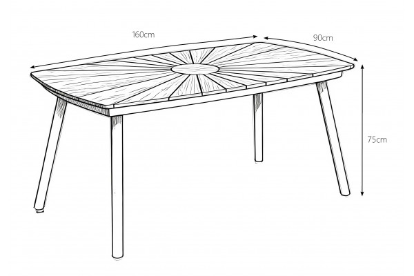 DaneLine Eva Teak Ovalt Havebord - 90x160 cm -...
