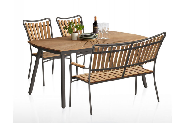 DaneLine Eva Teak Havemøbelsæt m/bænk+2 stole -...