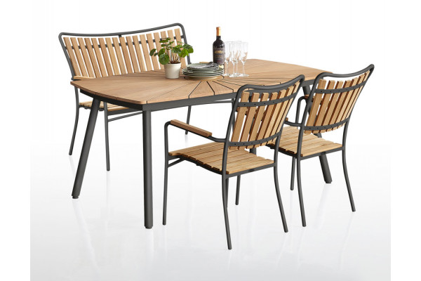 DaneLine Eva Teak Havemøbelsæt m/bænk+2 stole -...