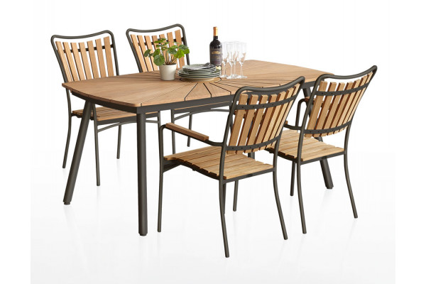 DaneLine Eva Teak Havemøbelsæt m/4 stole -...