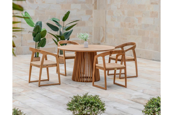 Luna Venedig Teak havemøbelsæt - Ø150 cm