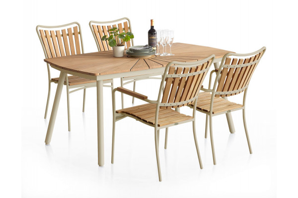 DaneLine Eva Teak Havemøbelsæt m/4 stole -...