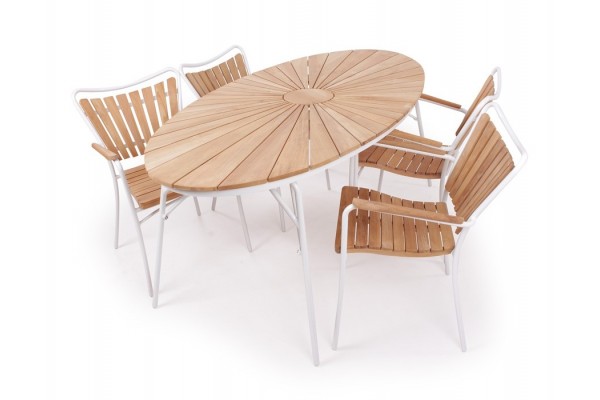 Samsø Oval 90x180 cm. Sæt med 4 stole
