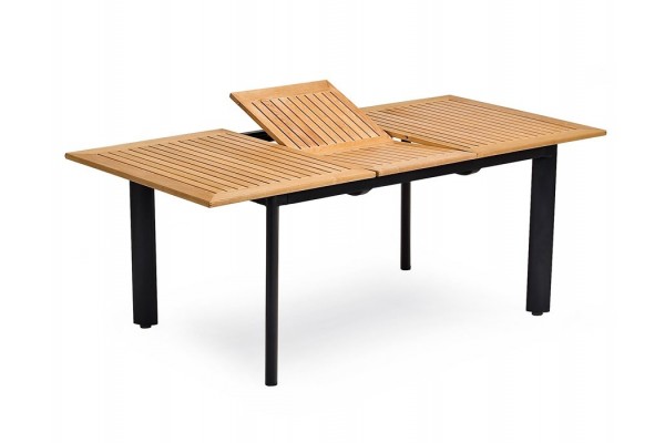 Dala Alu/Teak udtræksbord - 96x150/200 cm